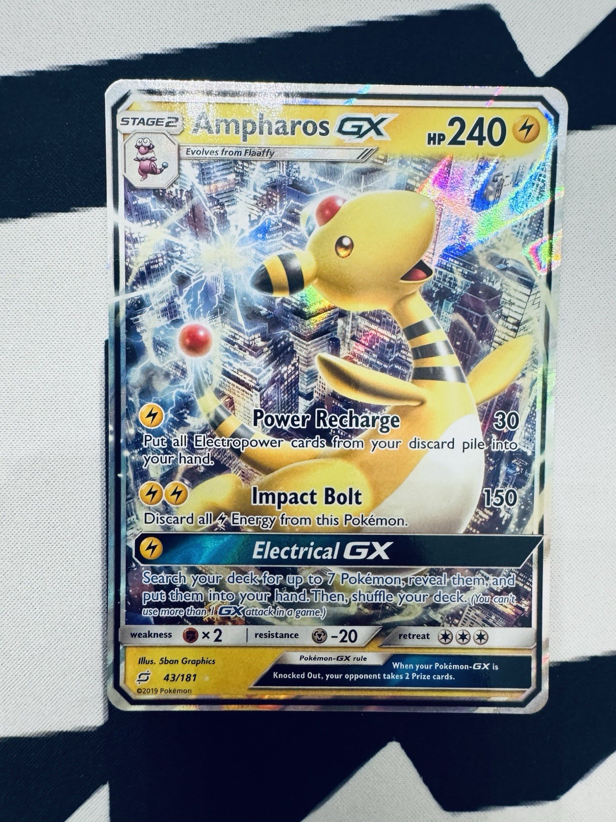 Pokémon Ampharos GX 43/181 Sm-Team Up Ultra Rare Holo