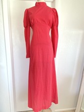 Vintage 70  s Prairie Maxi Dress Boho Prairie Swiss Dot Calico Cottagecore - M