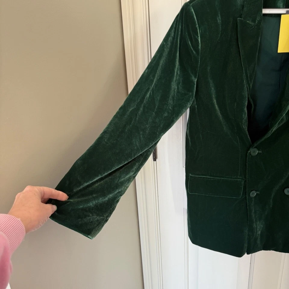 ¡Nuevo! Blazer Smash + Tess muy terciopelo en verde invierno nuevo con etiquetas nuevo Foto 4 de 4