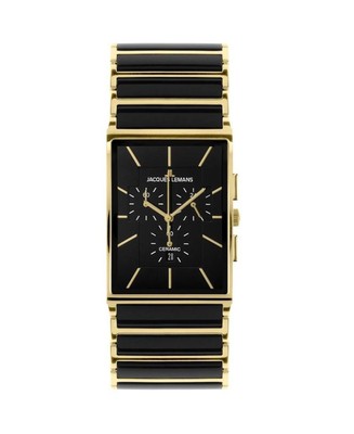 JACQUES LEMANS Men Analog Quartz Casual Watch Classic Dress Black Dial Waterproo