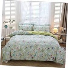 100 Cotton Duvet Cover Set Twin Size 3 Piece Butterfly Twin-3pcs Green Floral