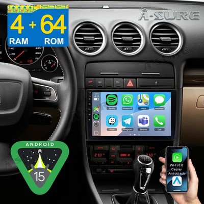 9''4+64G Android 15 Autoradio Carplay GPS Navi Für Audi A4 8E 8H B6 B7 2000-2009