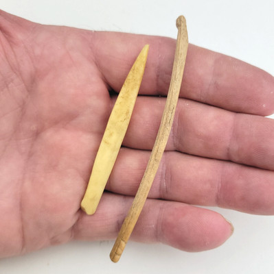 Animal Bone Awl / Tools - Lot of 2 - East River South Dakota Arikara Artifacts