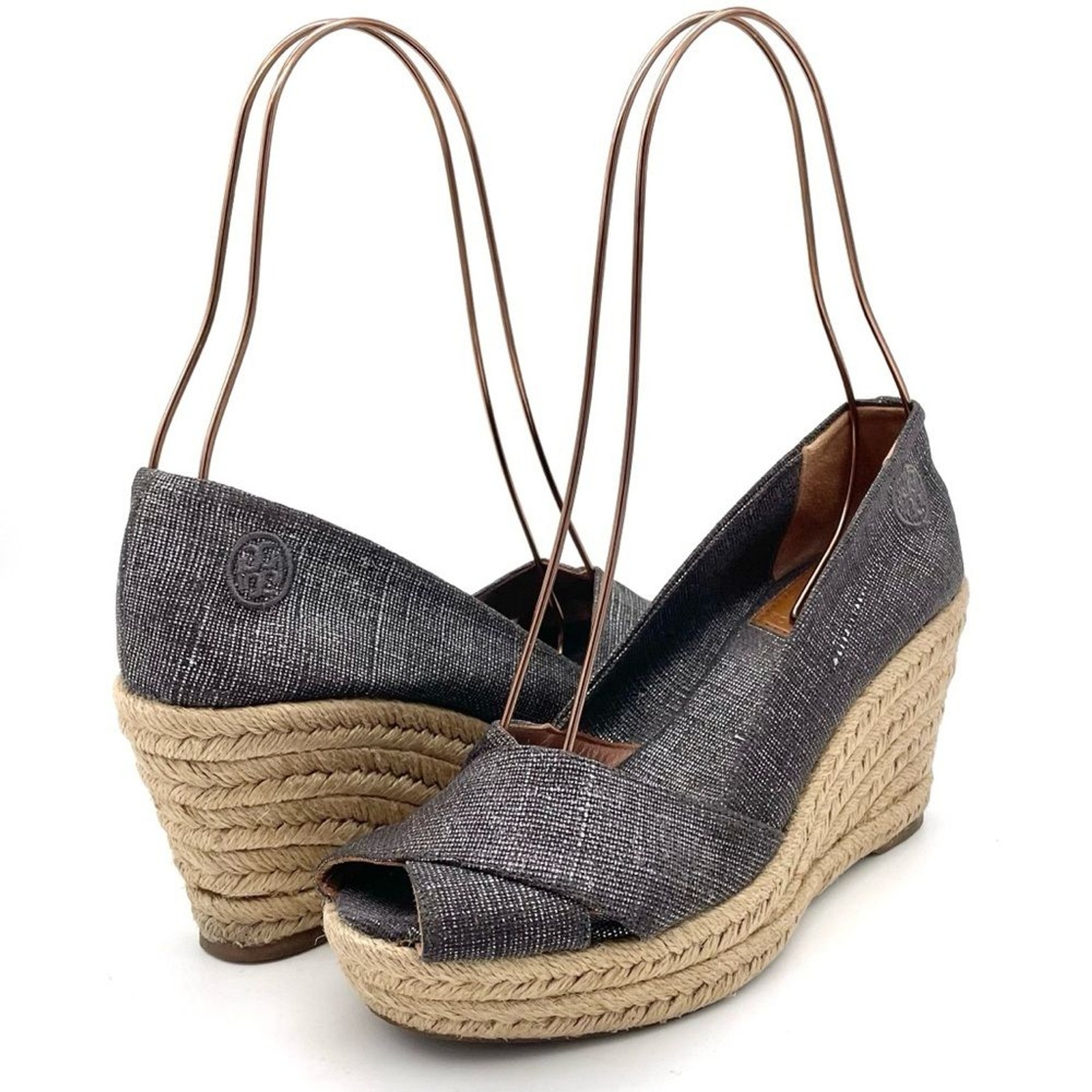 Tory Burch Filipa Espadrille Wedge Heel in Shimmer Pewter Linen Women’s Size 5.5 thumbnail 16