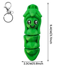 Flexible Bendable Compact Decorative Easy-To-Carry Movable Pea Pod With Keychain