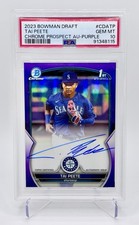 PSA 10 Tai Peete 2023 Bowman Draft Chrome 1st Auto RC Purple Refractor /250