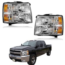 Pair Headlights Left Right For 2007-2013 Chevy Silverado 1500 2500hd Chrome Pair Headlights Left Right For 2007-2013 Chevy Silverado 1500 2500hd Chrome