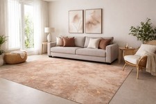 Marble Effect Rug Large Soft Living Room Carpet Gold Silver 160x230 200x300cm