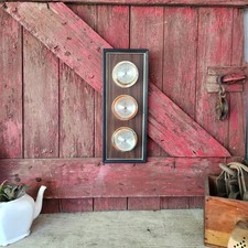 Vintage Springfield 3-Instrument Weather Station on Wood Plaque — listing 4