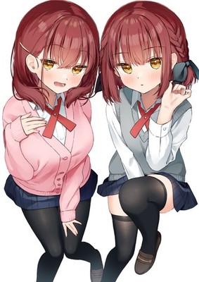 Anime girls original characters twins two women art fan Custom 11x17 Poster