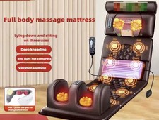 Full Body Massage Mattress - Heat Shiatsu Vibration Therapy Detachable Pillow