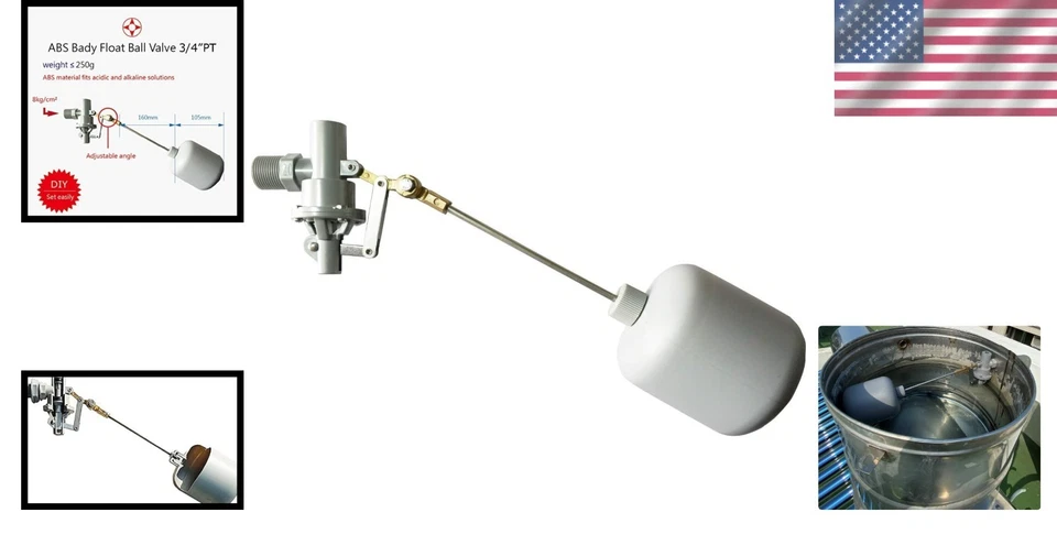 Corrosion-Resistant ABS Float Valve with Stainless Steel Rod, 3/4" PT Connection - Image 2 of 4