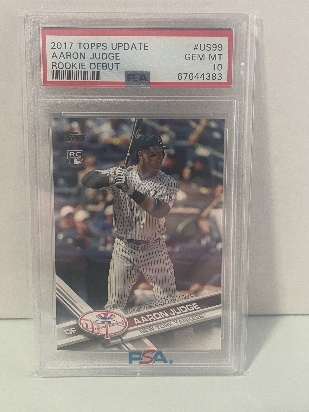 2017 Topps Update Series - Rookie Debut Aaron Judge #US99 Batting (RC) PSA 10