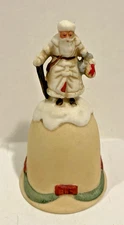 1989 Enesco Porcelain Thimble Bell Santa Claus Christmas Tree Holiday