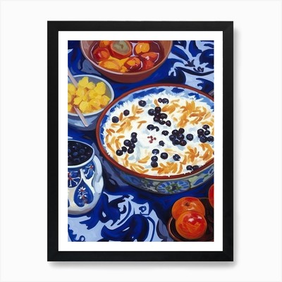 Milchreis Gemälde 3 Kunstdruck gerahmt Wandbild Poster Leinwanddruck Bild