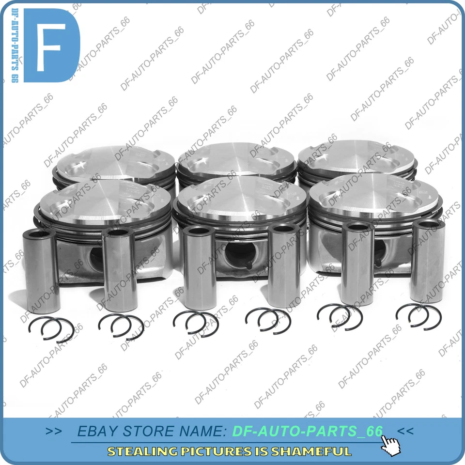 Juego de 6 pistones y anillos Mahle 10.7:1 para BMW E82 E88 E90 128i 3.0L 328i N52B30A Foto 4 de 4