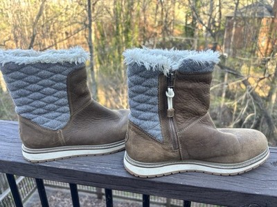 Helly Hansen Women's Faux Fur Quilted Mid-Calf Snow Boots Brown Gray US 7.5