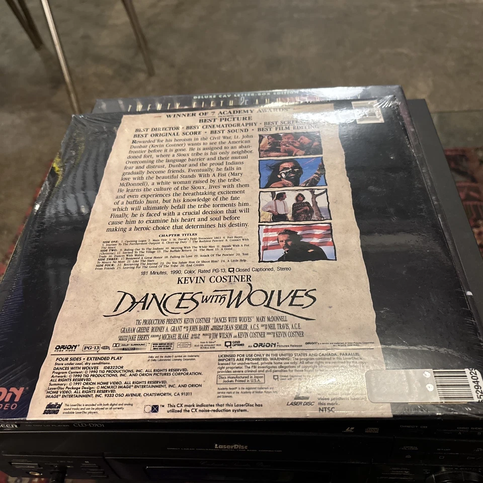 Sealed New Dances with Wolves Kevin Costner Orion Pictures Widescreen Laser Disc - Image 4 of 4