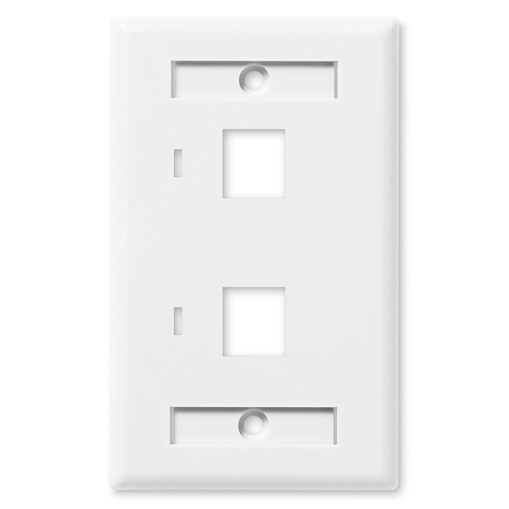 NavePoint Keystone Jack Wall Plate 2-Port, Single Gang, White, 10-Pack