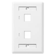 NavePoint Keystone Jack Wall Plate 2-Port, Single Gang, White, 10-Pack