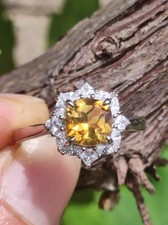 Citrine AAA - 925 Silver Ring Adjustable - Gemstone Yellow Natural Healing Stone Energ