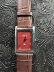 RARE RED DIAL WITH SILVER CASE Vintage Seiko Slim Quartz Men’s Wrist Watch