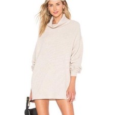 Free People Oatmeal Turtleneck Soft Knit Tunic Mini Sweater Dress Size Small S