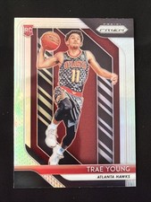 2018-19 Panini Prizm #78 Trae Young Silver Prizm Panini Holo Rookie Card RC. rookie card picture