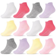 Toddler Girl Socks 12 Pairs Non Slip Skid Kids Ankle Boys Girls Toddlers Grip...