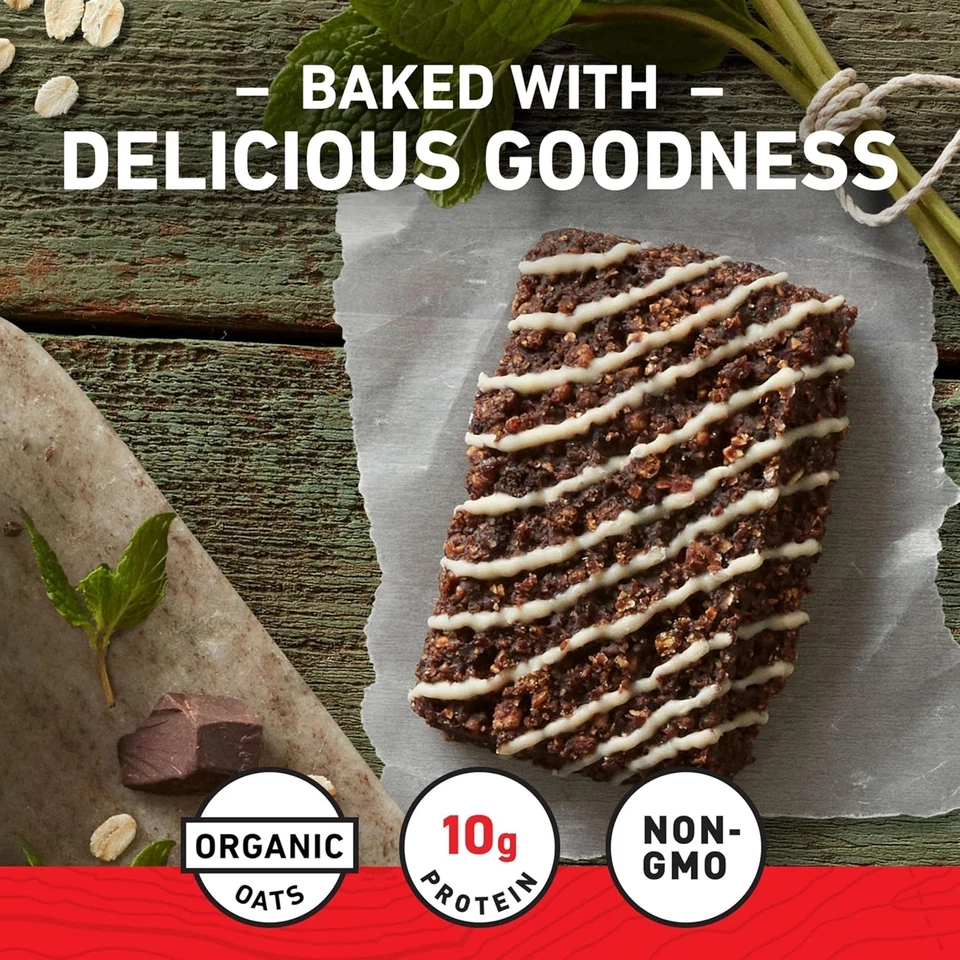 Barra energética de avena orgánica fresca de chocolate menta con cafeína - 2,4 oz. (Pack de 10) Foto 3 de 4