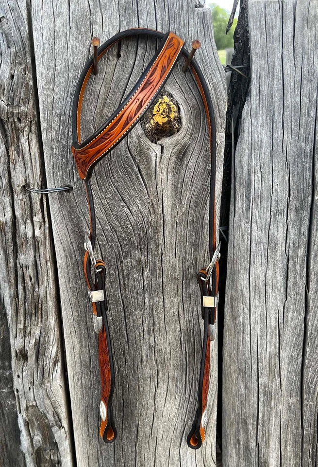 EXQUISITE Sterling SILVER Carved SLIDING EAR HEADSTALL By TONY Of NV - Image 3 of 4