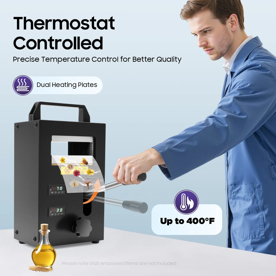 Prensa de calor hidráulica manual de 4 toneladas con placas térmicas dobles para estampado de aceite vegetal Foto 3 de 4