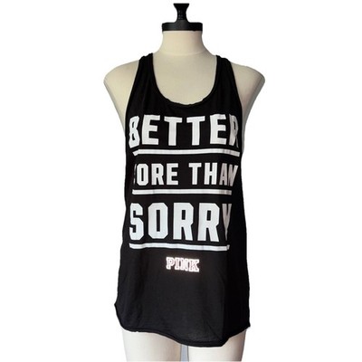 NWOT Women's Victoria's Secret PINK Black Better Sore Than Sorry tank top sz. M