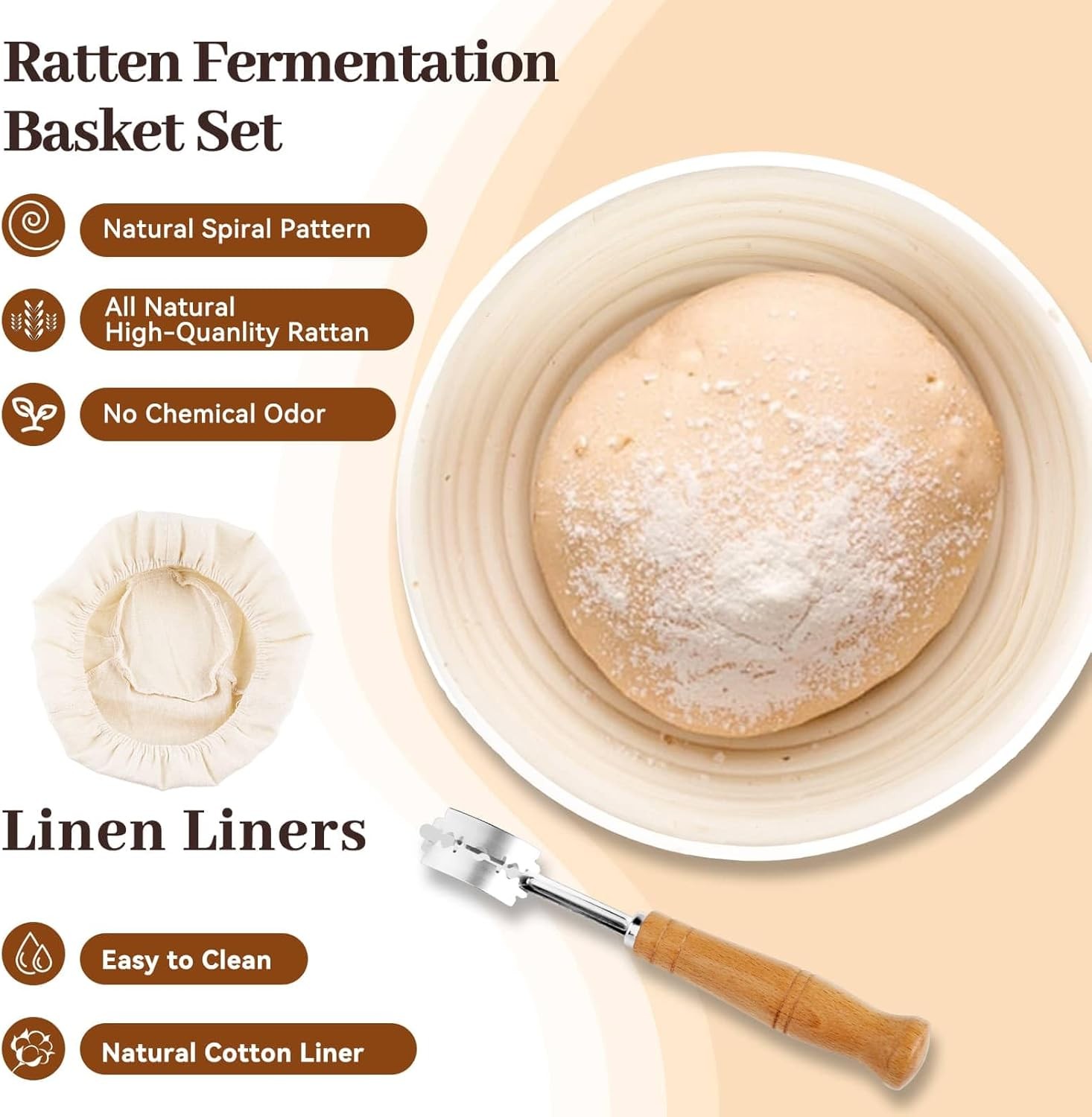 Sourdough Starter Kit,19PCS Banneton Bread Proofing Basket with Glass Sourdough 