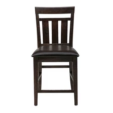 Distressed Rustic Solid Acacia Upholstered Slat-back Barstool (Set of 2)