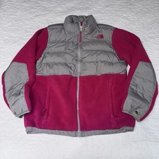 The North Face Girls Denali 550 Down Fleece Gray Pink Jacket Size XL 18