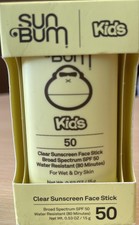 Sun Bum Kids Clear Sunscreen Face Stick SPF 50 Water Resistant 0.53 oz Exp 9/26