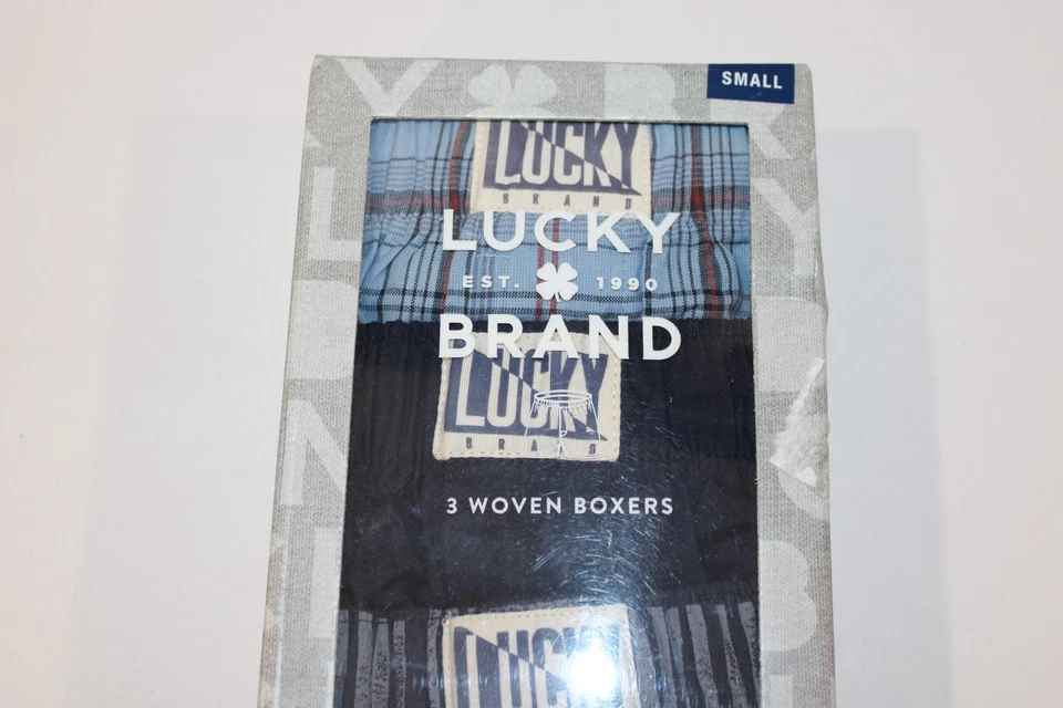 Lucky Brand Men's Plaid Solid 100% Cotton Woven Boxers 3-Pack Size Small 28-30 - Image 3 of 4