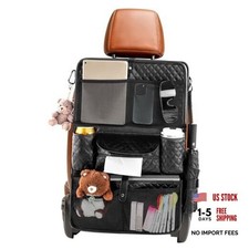 Car Seat Organizer with Foldable Table Tray - 11 Storage Pockets - 1 Pack Black