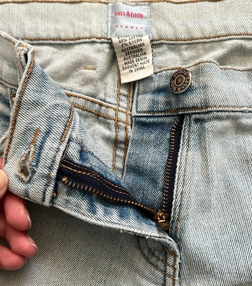 Sass & Bide Distressed Artist Jeans, Size 29 Extra Long, Australian, Light Wash - Image 4 of 4