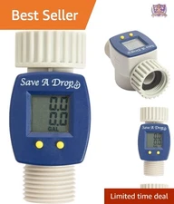 Water Flow Meter Plastic 4x2x3 Inches LCD Display Garden Hose Usage