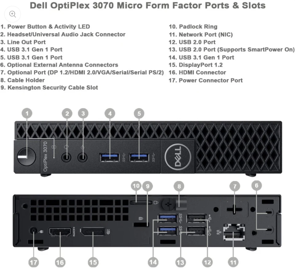 Dell Optiplex 3070 Micro - Very Fast - i5 8th, upto 64GB, 2TB SSD, Windows 11 04 - Image 3 of 4
