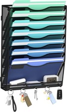 Hanging Wall File Organizer with 5 Hooks - Wall Mounted Mail Paper Document