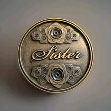 Sister Floral Brass Magnetic Casket Medallion BATESVILLE Life Stories
