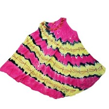 Bella Moda Women's Plus Size Tie-Dye Dress Multi-Colored Floral 100% Viscose