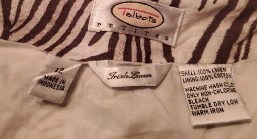 Talbots Striped A Line Skirt Womens Size 12 Cotton Brown and White Pleated Knee - Picture 3 of 6