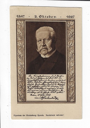 Cartolina ritratto colonnello generale tedesco 1927 von Hindenburg p2091 - Foto 1 di 2