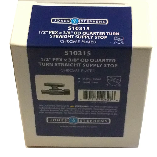 Jones Stephens, S10315 1/2'' PEX x 3/8'' OD Quarter Turn Straight Supply Stop  - Picture 4 of 6