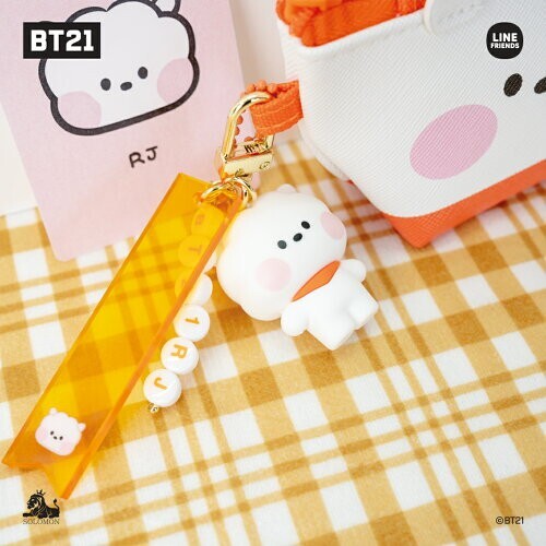 BTS BT21 RJ Minini offizielle authentische Initialen Figur Schlüsselanhänger + Alphabet Aufkleber - Bild 3 von 8