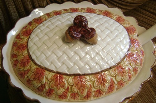 VINTAGE FITZ & FLOYD AMNIBUS LARGE TUREEN HARVEST TIMES 3 3/4 QT. LADLE FALL - Picture 3 of 14